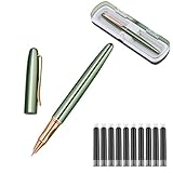 SIPLIV Füllfederhalter aus Metall, extra feine Feder, glattes Schreiben, inklusive 10 Tintenpatronen, Tintenpatronenkonverter und Geschenketui, Grün