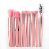 8-teiliges Reise-Make-up-Pinsel-Set, Reise-Make-up-Pinsel-Set, Mini-Kosmetikpinsel, Foundation-Pinsel, Mischpinsel, Puder, Rouge, Concealer, Augen-Make-up-Pinsel mit Tasche, Rosa