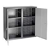 ADB Metall Werkstatt-Wandschrank 2-türig Lochwand Hängeschrank Werkstattschrank Werkzeugschrank 100 x 30 x 100 cm