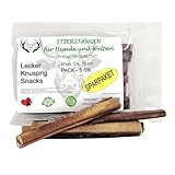 ARTISAN GIFT CO Ochsenziemer für Hunde - 100% Trockenfleisch Hundeleckerlis, geeignet für die Barf-Diät - Ochsenziemer Hunde - Bullensticks (15cm) - Sparpaket 5 st.