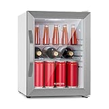 Klarstein Beersafe Crystal White Bierkühlschrank, Getränkekühlschrank mit Glastür, Kühlschrank, Flaschenkühlschrank mit 33 Liter