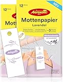 Aeroxon Mottenschutz Kleiderschrank 24 Mottenpapier - Effektiver Schutz gegen Kleidermotten, Textilschutz für bis zu 3 Monate, Lavendelduft, Mottenschutzpapier für Kleidung, Schrank & Textilien