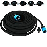 BURI 6x Perlschläuche 15m – Bewässerungsschlauch mit Anschlussarmatur | Mikrobewässerung für Garten, Beete & Gewächshaus | Wassersparend & kürzbar | Ø 1,8 cm schwarz