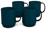 Ornamin Becher 300 ml petrol, 4er Set (Modell 510)| hochwertiger Kaffeebecher aus Kunststoff
