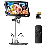 TOMLOV DM9 Max 10,1-Zoll HDMI Digitales Mikroskop, 24MP LCD Vergrößerung Microscope für Münzbeobachtung/PCB-Löten, mit HD IPS Bildschirm, 10 Einstellbare LED-Leuchten, PC/TV-Kompatibel, 64 GB