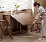 Kokenwa Klapptisch, zusammenklappbarer Holz-Küchentisch, erweiterbarer Familien-Esstisch mit Stauraum, geeignet für platzsparende Esstische in Wohnzimmer, Küche und Bauernhaus