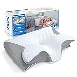 HOMCA 2 in 1 Ergonomisches Nackenkissen Orthopädisches Kopfkissen Memory Foam Kissen für Rücken-, Seiten- und Bauchschläfer, 60x40x12/14cm, Grau