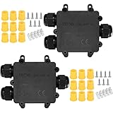 2 Stk.IP68 Wasserdichte Abzweigdose, 3 Wege Außenkabel Verschraubungen Kabelverbinder Verteilerdose, Wasserdichte Aussensteckdos Anschlussdose für 4-12MM Kabel