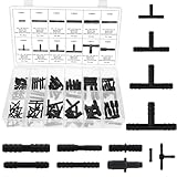 113 Stück Schlauchverbinder Set, T-Verbinder Schlauchverbinder 4mm 5mm 6mm Warten auf 12 Größen,Schwarzer T-Schlauchverbinder,für Scheibenwaschanlagenschläuche,Gartenschläuche und Bewässerungssysteme