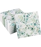 Servietten Eukalyptus, 100 Stück Servietten Grün Servietten Hochzeit, Tisch Dekorationen Grün Vintage Eukalyptus Papierserviette Einweg Napkins für Garten Hochzeit Party