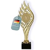 Larius Pokal (27 cm, 263g) – Personalisierbare Trophäe mit Steinsockel – Ideal für Turniere, Fussball, Kindergeburtstage, Mannschaften & Auszeichnungen - M4 (ohne Wunschtext, Gold)