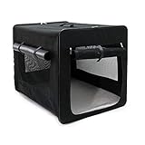 Wiltec Faltbare Transportbox für Haustiere, Größe L (76x56x61 cm), mit herausnehmbarem Einlagekissen