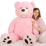 MorisMos 130cm riesen Teddy teddybären, groß teddybär XXL mit süß Lächeln, Weihnachten Geburtstag Geschenk für Freundin-Pink