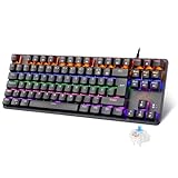 Rii Mechanische Tastatur Gaming Keyboard, Gaming Tastatur TKL mit QWERTZ, Tastatur Mechanisch mit Blaue Schalter (Laut), Tastatur Kabel (Nicht Hot-Swap-fähig, Schäfte sind Nicht austauschbar)