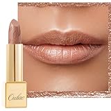 OULAC Lippenstift Metallic Glanz Finish, Nudetöne, Hochpigmentierter, Kein Körniges Gefühl, Langlebig, Feuchtigkeitsspendende Formel, Vegan, 4.3g, (10) Sahara Gold