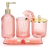 Badezimmer-Zubehör-Set, 4-teiliges Badezimmerzubehör-Set, komplett mit Lotionseifenspender, Zahnbürstenhalter, Apothekerglas, Schminktablett, modernes Badezimmer-Dekor, Geschenk für Zuhause, Wohnung,