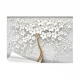 decomonkey Fototapete Blumen Baum 400x280 cm XL Tapete Fototapeten Vlies Tapeten Vliestapete Wandtapete moderne Wandbild Wand Schlafzimmer Wohnzimmer Ornament Modern