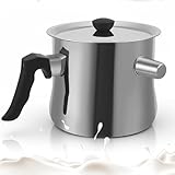 Nastopee 1.5l Milchtopf Induktion, Milchtopf Doppelwandig Mit Ausgießer Und Rutschfester, Simmertopf Kochtopf Wasserbad Schmelztopf, Milchkochtopf Für Gas Elektro Induktion