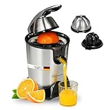 Sommertal Saftpresse CP850 mit starkem 850W Motor, elektrische Orangenpresse inkl. 2 Presskegel, manuelle Handpresse, Zitruspresse Zitronenpresse aus Edelstahl, Juicer Entsafter, Limettenpresse