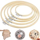 5 Größen Stickrahmen Holz Bambus Stickrahmen Runder Stickrahmen Set Stickrahmen Kreuzstichrahmen Bulk Bambus Kreis Gratfrei für DIY Kreuzstich Stickerei, Handnähen, Dekoration