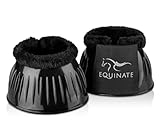 Equinate Hufglocken aus PVC mit synthetischem Lammfell XL - Robuste und stoßdämpfende Springglocken - Hufschutz für Training und Turniere - 2er Set