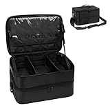 Extra Großer Kosmetikkoffer, Professionelle Make-up-Künstler Reisetasche, Doppelschicht Make-up Reisekoffer Veranstalter für Nagel Techniker Friseur Handwerker mit 2 Abnehmbarer Tasche & Schultergurt