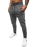 OZONEE Herren Jogginghose Hose Sport Trainingshose Sporthose Freizeithose Unifarbe Herrenhose Sweatpants Fitnesshose Sweathose Fußballhose Jogpants Joggpants JS/XW01 DUNKELGRAU M