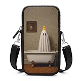Cute Ghost Vintage Clawfoot Badewanne Badezimmer Crossbody Handytasche Smartphone Tasche mit verstellbarem Riemen