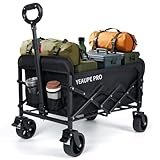 YEAUPE PRO Faltbarer Handwagen mit Doppel-Gabel-Rahmen, 260L Volumen und 150kg Tragfähigkeit, All-Terrain Bollerwagen, Für Garten, Strand, Camping