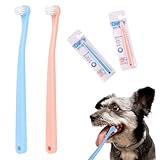 2 Stück Hundezahnbürste, Hunde Zahnbürste Kleine Hund Haustierzahnbürste Katzenzahnbürste Mini-Zahnbürste Tiefenreinigungsset Weiche Tragbar Reisefreundlich und Einfach zu Verwenden für Welpen