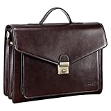 Banuce Vintage Leder Aktentasche für Herren mit Schloss Befestigung Hülle 14 Zoll Laptop Business Taschen Schulter Tote Arbeitstaschen Dunkelbraun, Dark Brown, Einheitsgröße