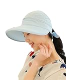 Sonnenhut Damen Strandhut Sonnenschutz Sommerhut mit Reißverschluss Breite Krempe Kappe Faltbar Visor Cap Abnehmbar Sonnenmütze Atmungsaktiv Frauenhut Outdoor Schirmmütze für Reisen Camping Golf