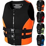 Verstellbare Neopren-Rettungsweste, Schwimmhilfe for Erwachsene von 48–110 kg, Paddle-Boarding, Kajakfahren und Wassersport(Orange,XL78-90KG)