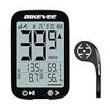 Bikevee GPS Fahrradcomputer Kabellos Wasserdicht 2.4 Zoll FSTN Display IPX7 28h Akkulaufzeit Leichtes Fahrrad Tacho mit Geschwindigkeit Distanz Höhe Temperatur Gradient (Schwarz)