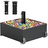 Schirmständer mit Blumenmotiv, strapazierfähig, mit Rollen, max. 90 kg, befüllbarer Schirmständer aus Metall, für Terrasse, Deck, Pool und Rasen