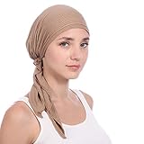 Stretch Wrap Turban Baumwolle Hut Schwanz Frauen Haar muslimischen Schal Friesen Baseballmützen Cap Mit