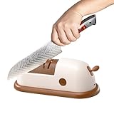 Messerschärfer | 2-stufiger elektrischer Küchenschärfer – tragbares Küchenzubehör für Edelstahl und Keramikscheren – für schnelles Schärfen, Polieren und Reparieren