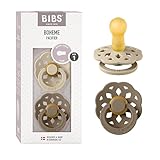 BIBS Boheme Schnuller 2er-Pack. BPA-frei., Kirschform Nippel. Naturkautschuk / Latex, Hergestellt in Dänemark. 0-6 Monate (2er Pack), Vanilla / Dark Oak