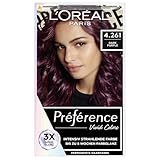 L'Oréal Paris Intensive dauerhafte Haarfarbe, Bis zu 8 Wochen glänzendes Haar und intensive Farbe, Préférence Vivid Colors, Farbe: 4.261 DARK PURPLE, 1 Stück