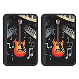FHEBNDS Auto-Sicherheitsgurt-Abdeckung für Gitarren und Klaviermuster, universal, weich und bequem, für Rucksack, Schulterpolster, Nackenkissen, Gurtpolster für Auto-Innenzubehör, 2 Stück