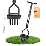 NovaTerra Rasenlüfter manuell - 4 Zinken aus Stahl + Kernsammelrahmen - Hand-Aerifizierer für Moosreduzierung & bessere Nährstoffaufnahme - 99cm
