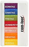 com-four® Medikamentendosierer 7 Tage - Besser LESBAR - Medikamenten-Box (Morgens, Mittags, Abends) - Pillendose - Tablettendose - Wochendosierer (001 Stück - weiß V1.1)
