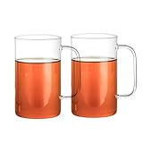 GAIWAN PURE550 x2: Teegläser Set mit Henkel, Große Teetasse aus Glas, Teeglas mit Nutzvolumen 500 ml, Gesamtvolumen 550 ml
