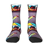 NEZIH Origami-Socken für Erwachsene, Motiv: Kraniche, mehrfarbig, bedruckt, lustig, gemütlich, verrückt, modisch, atmungsaktiv, Einheitsgröße, Weiß