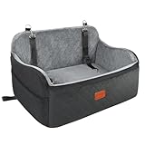 Lealchum Hundeautositz bis zu 55 lb, 2 Clip-On Sicherheitsleinen verstellbares Hundebett für 2 kleine Hunde, Abnehmbarer und waschbarer Haustier-Autositz mit 2 Aufbewahrungstaschen(Black/Grey, Large)