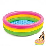 3-Ring-Planschbecken mit Aufblasbarem Sicherheits-Blasen-Boden, Kinderpool, Kleine Planschbecken, Planschbecken für Kinder für Kleinkinder, Gärten, Hinterhof, Mehrfarbig (86 x 25 cm)