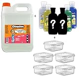 Cléopatre - Set Transparenter Kleber 2kg + 6 Glittertuben + 5 Aufbewahrungsboxen - Kleber, Lösungsmittelfrei, Reinigung mit Wasser - Ab 6 Jahren