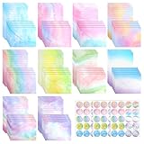 160 Stück Briefpapier mit Umschlag Set, Aquarell Briefumschlag Set, 50 A5 Liniert und 50 Briefumschläge mit 60 Sticker Aquarell, Mädchen Briefbogen Schreibpapier für Liebesbriefe Briefe Einladungen