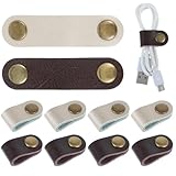 Dimeho Kabel Organizer Leder, 10 Stück Kabelbinder Wiederverwendbare Tragbare Kabelhalter Kabelorganisatoren Kabelclip Organizer Kopfhörerkabel USB Kabelmanager für Büro Zuhause Cable Organizer