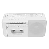 Lychee Tragbarer Kassettenrekorder, Vintage-Kassettenrekorder mit AM/FM/SW-Radio, eingebautem Lautsprecher, AC/DC/3.5mm Kopfhörerbuchse, Unterstützung TF-Karte/USB-Eingang (Weiß)